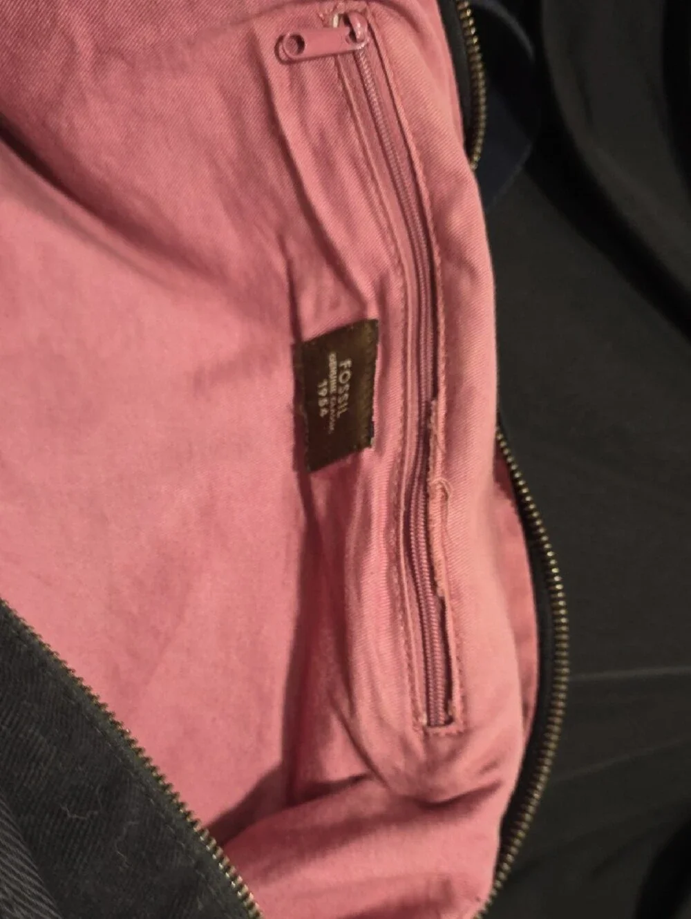 Fossil Black Canvas Hobo Bag with Gold Hardware